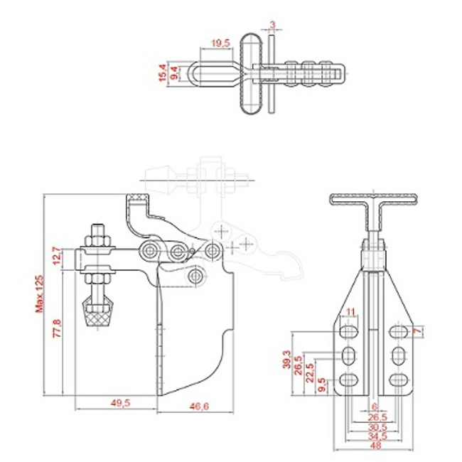 Vendita online Bloccaggio verticale base piatta montaggio frontale braccio regolabile 150 Kg.